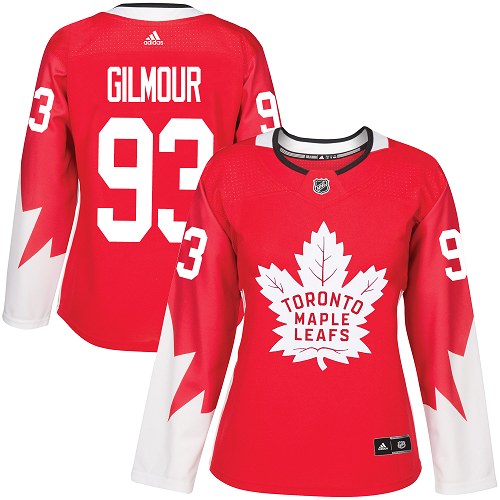 Adidas Maple Leafs #93 Doug Gilmour Red Team Canada Authentic Women's Stitched NHL Jersey - Click Image to Close